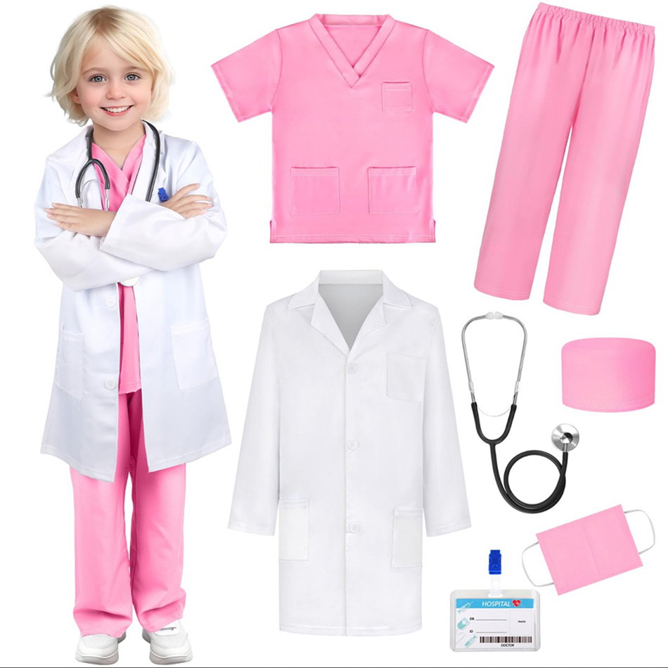 7 Pcs/Pack Kid White Medical U - огляд і ціна Lab Coat Medical