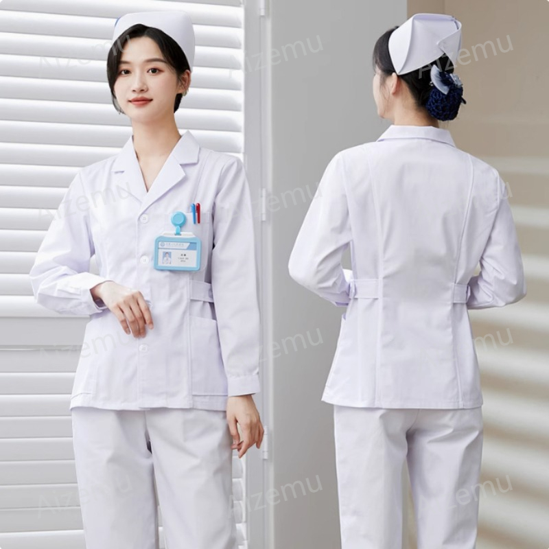 New White Long Sleeve Nurse Un - огляд і ціна Lab Coat Medical